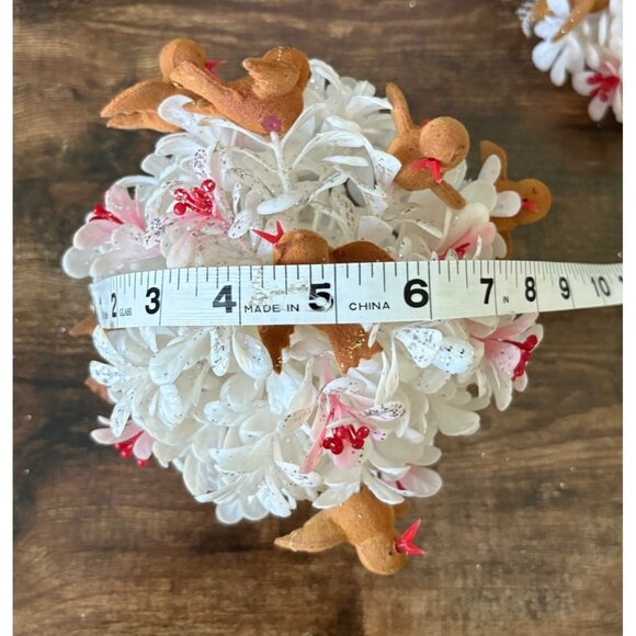 VTG Christmas Plastic Centerpiece Candleholder Tablepiece Birds Lot of 2 White R - Picture 6 of 7